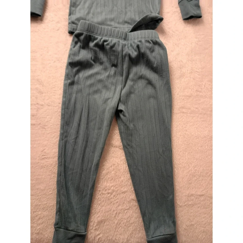 Cloud Island Toddler 3T Ribbed Pajama Set 2-Pack Green Teal Henley Long Sleeve